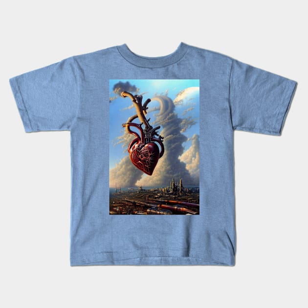 Steampunk mechanical heart Kids T-Shirt by Dendros-Studio